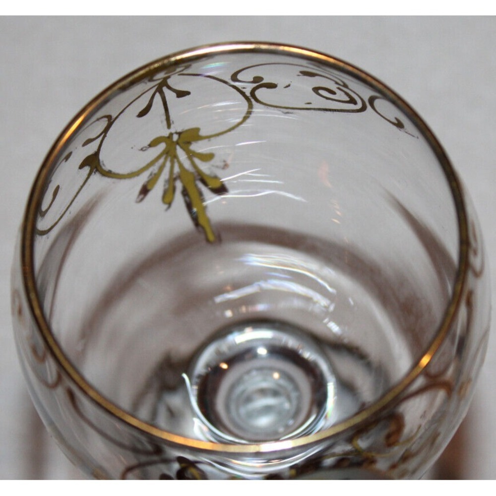 antique Naser al-Din Shah Qajar of Persia stemmed wine glass clear w/ gold trim - Picture 10 of 10